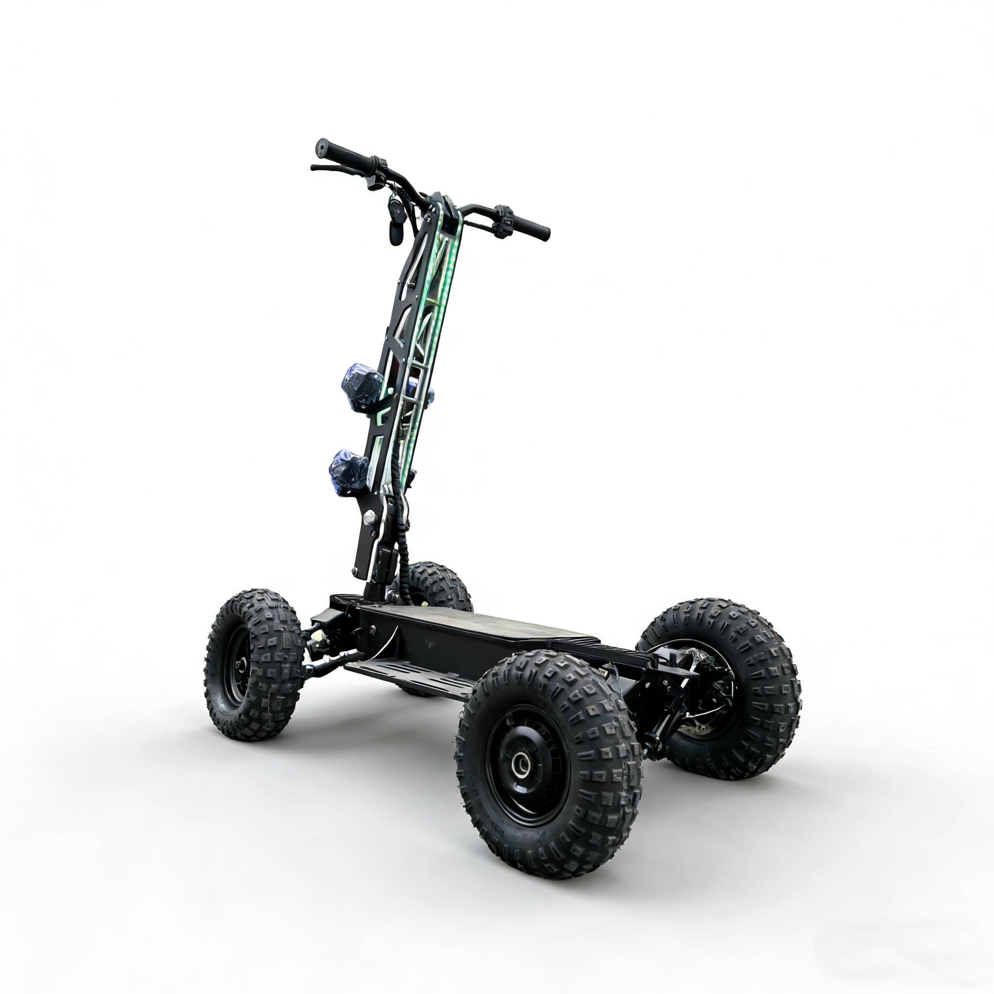 Off-road electric scooter rear three-quarter view